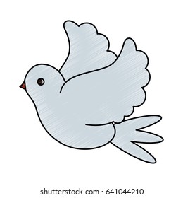 color pencil image side view dove bird flying