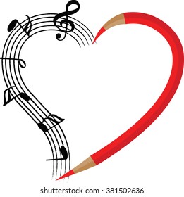 color pencil with music note