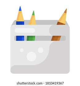 Color pencil pack, drawing pencils in flat style 