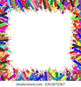 Elementos de paleta de colores para herramientas de arte educativo y actividad creativa.Papel escolar infantil Dibujo con lápices de colores.Ilustración vectorial.