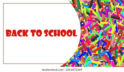 Color pencil palette elements for educational art tools and creative activity.Text Back to school. Kids school stationery Doodles drawn by colorful pencils.Vector illustration.
