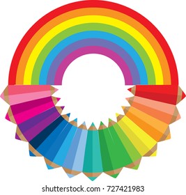 color pencil and rainbow icon