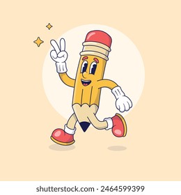 Color Pencil Retro Mascot Illustration