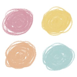 Color Pencil Round Strokes Set. Pactel Colors Circles. Kids Hand Drawn Element. Grunge Element For Paper Design.