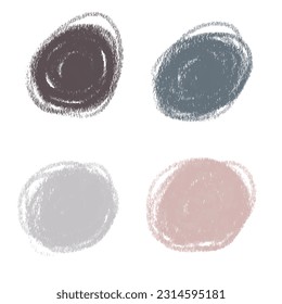 Color pencil round strokes set. Pactel colors circles. Kids hand drawn element. Grunge element for paper design.