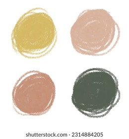 Color pencil round strokes set. Pactel colors circles. Kids hand drawn element. Grunge element for paper design.