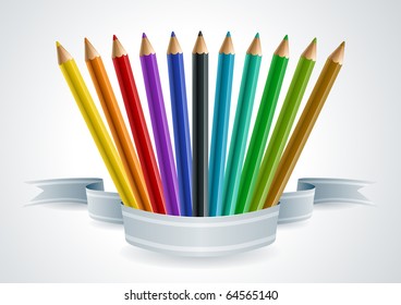 Color pencil set banner. Vector illustration.