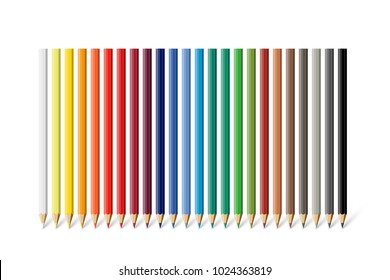 Color pencil set. Vector different color pencils isolated on white background.