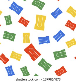 Color Pencil sharpener icon isolated seamless pattern on white background. Vector.