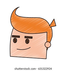 color pencil side view face cartoon man with picardy expression