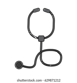 color pencil of stethoscope medical with auriculars