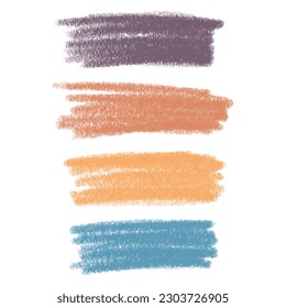 Color pencil strokes set. Kids hand drawn element. Grunge element for paper design. Banner for text.