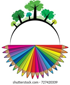 color pencil and tree icon