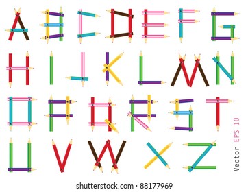 Color Pencil vector ABC letters