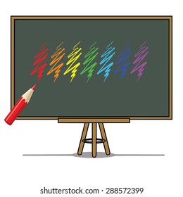 color pencil Vector illustration on a blackboard background