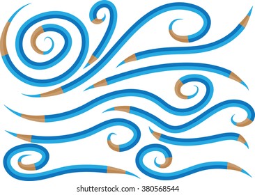color pencil with vector line set