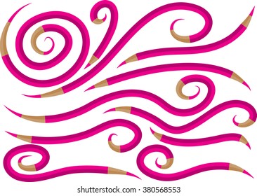 color pencil with vector line set