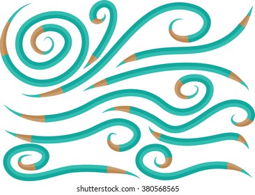 color pencil with vector line set