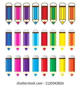 Color pencil vector seton background.Crayons color pencil illustration design