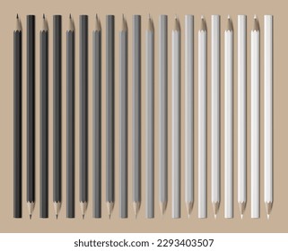 color pencils 3d set. School drawing, painting, sketching stationery realistic vector illustration on white backgound. Colour wooden stick crayon mockup for office supplies