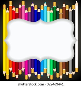Color pencils background with blank banner