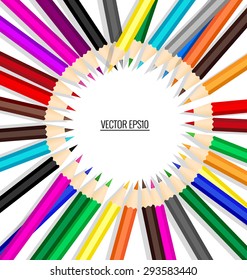 Color pencils background, vector illustration.