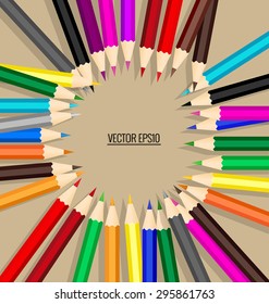 Color pencils background, vector illustration.