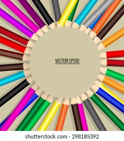Fondo de lápices de color, ilustración vectorial.
