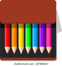 Color Pencils case vector illustration.