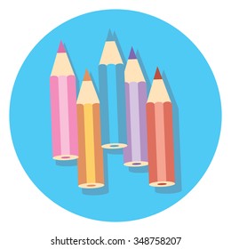 color pencils circle icon with shadow