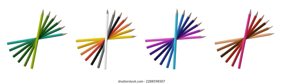 Color pencils corner border vector realistic elements. Crayons for drawing album, school supplies, education diploma, kindergarden kids drawing frame