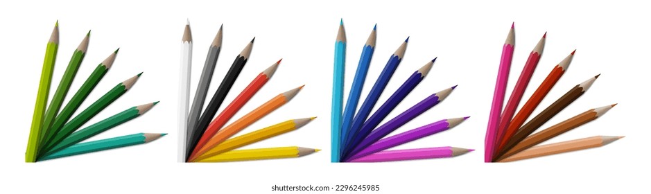 Color pencils corner border vector realistic elements. Crayons for drawing album, school supplies, education diploma, kindergarden kids drawing frame