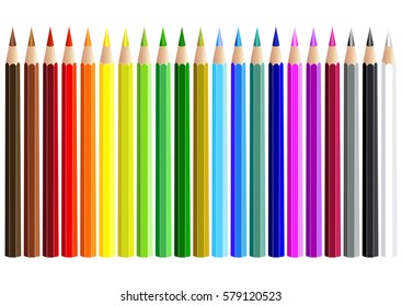 Color pencils for drawing. Set. Vector isolated on white background illustration