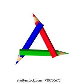 Color pencils frame. Isolated on white background. Vector colorful illustration.