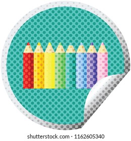 color pencils graphic vector illustration circular sticker