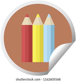 color pencils graphic vector illustration circular sticker