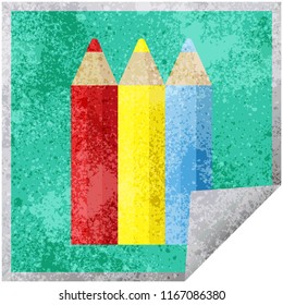 color pencils graphic vector illustration square sticker