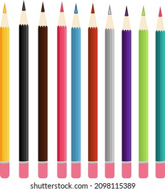 Color pencils, illustration, vector on a white background.