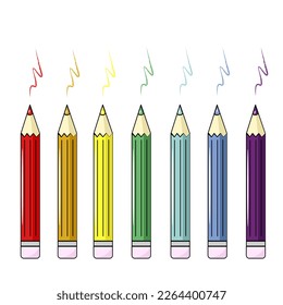 color pencils isolated on white background