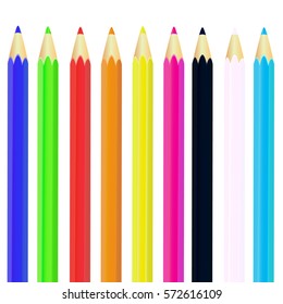 Color pencils isolated on white background.Beautiful color pencils.Color pencils for drawing.

