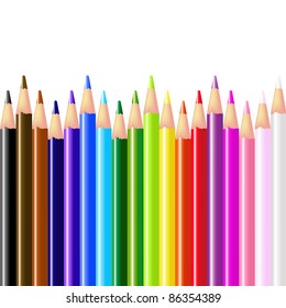 Color Pencils, Isolated On White Background, Vector Illustration