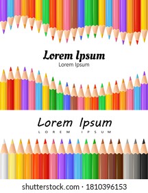 Color pencils making a wave.  Crayons isolated on white background.
