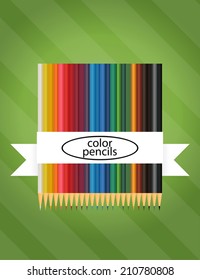 Color pencils on green background.
