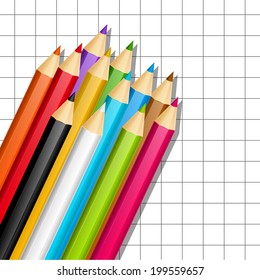 Color pencils on paper sheet background