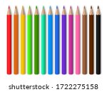 Color pencils on white background. Red, blue, green, yellow wooden pencil for school education. drawing collection for artwork. Realistic set pencils for draw in kindergarten. vector illustration