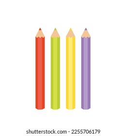 Color pencils on white background. Colorful color pencils vector.