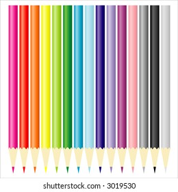 Color pencils on a white background