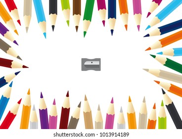 Color pencils with pencil sharpener