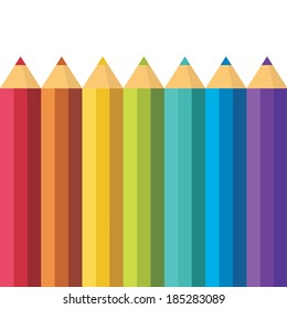 Color pencils set on white background