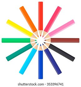color pencils set. Vector illustration.